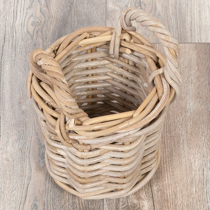 2er Set Rattankorb BAKUL rund Grey ca. 20cm Aufbewahrungskorb Dekokorb Korb – Bild 4