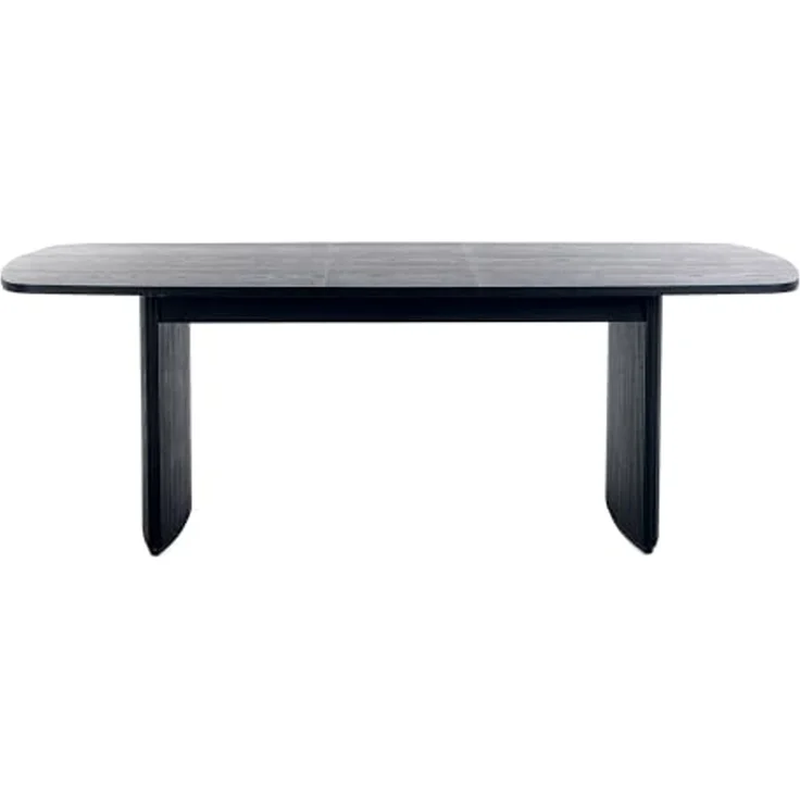 Julian Bowen Louis schwarzer geriffelter ausziehbarer Esstisch, Eschenholz, 180x90 cm, Schwarz – Bild 4