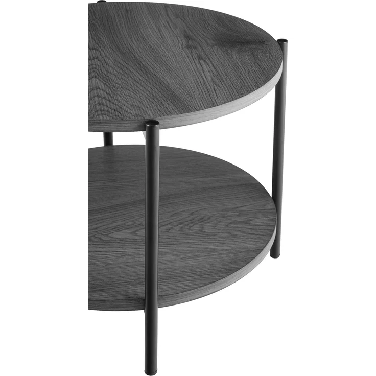 CLP Couchtisch Edduma rund aus Holz 2 Ebenen Metallgestell schwarz,grau Ø 50 cm – Bild 5