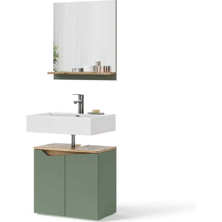 Badmöbel-Set Marelle Grün/Artisan-Eiche 2-teilig Vicco – Bild 6