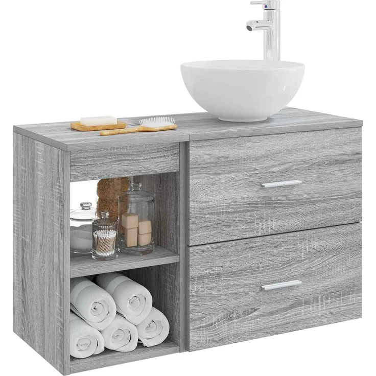 vidaXL Badezimmerschrank-Set 2 stk. Grau Sonoma 79,5 x 35 x 80 cm 3403869 – Bild 3