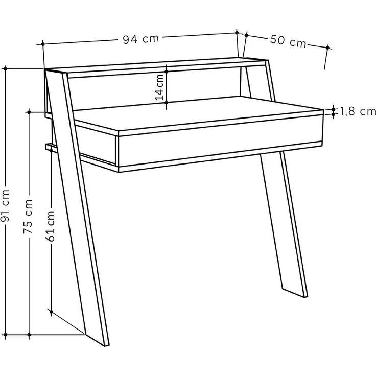 Skye Decor 'Cowork Working Table - Anthracite' Schreibtisch, Anthrazit, 94 x 91 x 50 cm – Bild 4