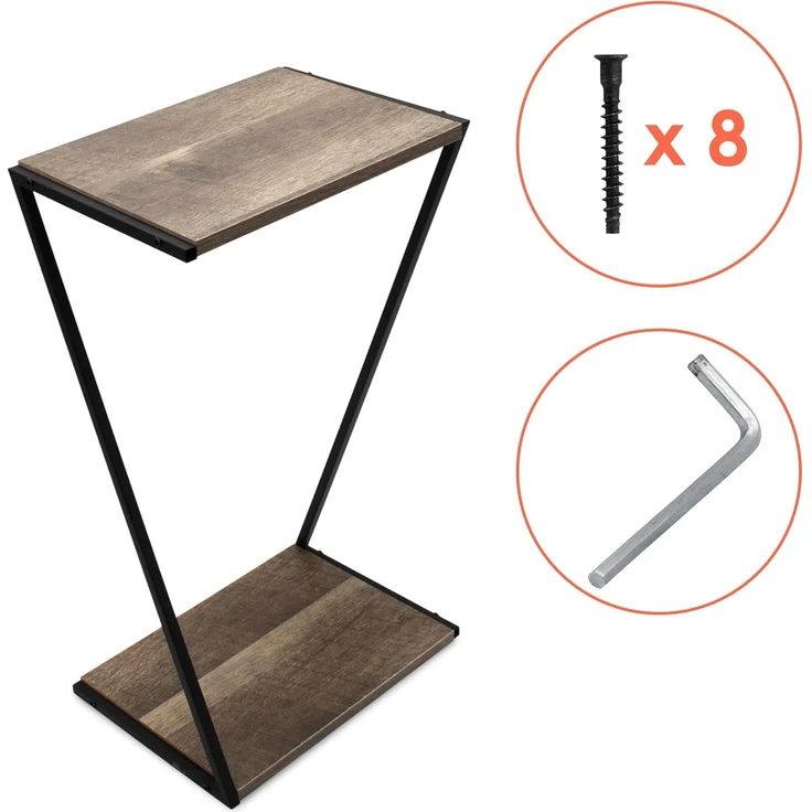 Spetebo Blumentisch Holz Pflanzenständer mit Metall Gestell (Anzahl, 1-St, Stück), asymmetrisch geformter Blumentisch – Bild 4