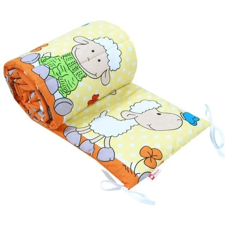 BabyLux Bettnestchen BABYLUX Bettumrandung NESTCHEN Bettnestchen 210x30 cm Babybett, 4. Orange Schaf Nestchen