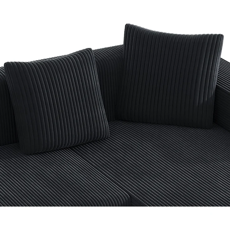 3-Sitzer Wohnlandschaft B 261 x T 146 x H 65 cm aus Kordstoff, modular mit Longchair – Bild 10