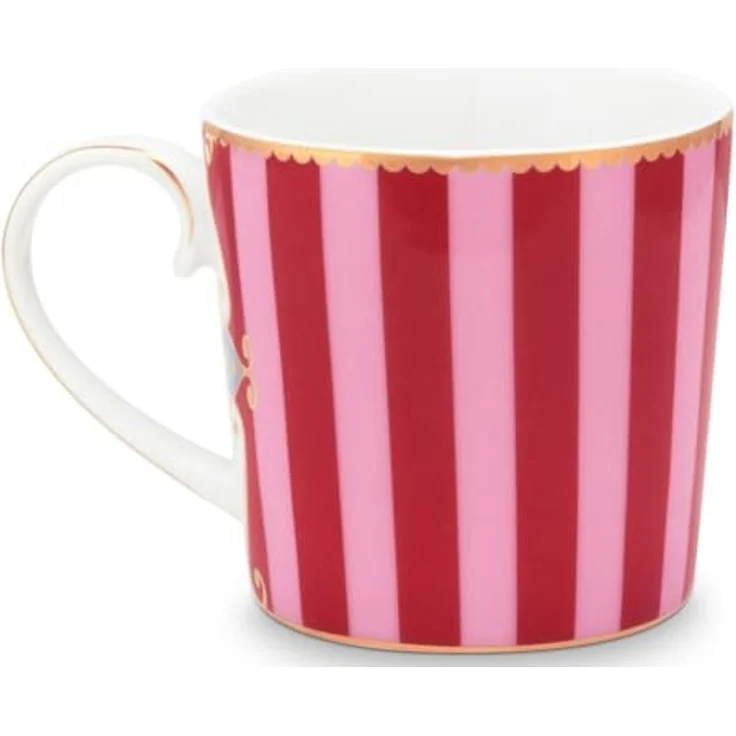 PiP Studio Becher Love Birds Medallion Stripes Red-Pink Henkelbecher Small 0,15l Set2, Porzellan – Bild 4