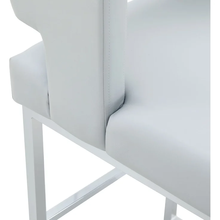 2 Sätze hellgrauer Nordic Windbar Stuhl, mit modernem quadratischem Design, silbernen Metallbeinen, leichtes und bequemes Set. Erfüllen Sie Ihre vielfältigen Bedürfnisse an Produkten.--Hellgrau, Silber--91.4x53.3x48cm--YOUDENOVA – Bild 9