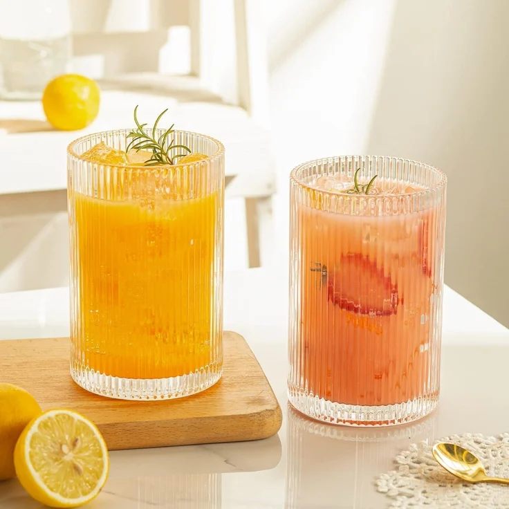 Geriffelte Vintage Cocktailgläser 4er Set 500ml - Trinkgläser ideal für Mojito – Bild 5