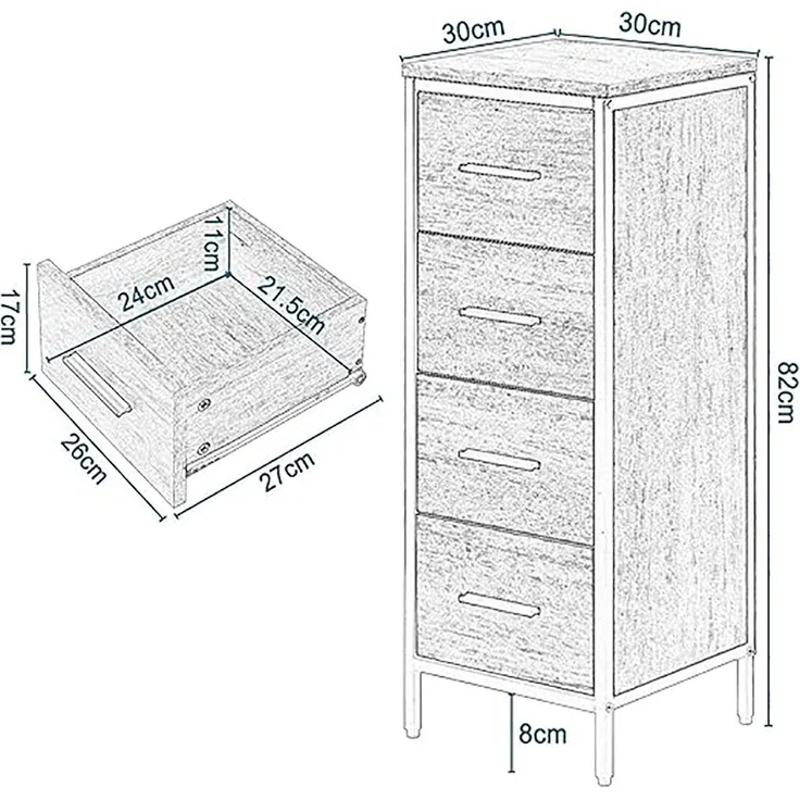 EUGAD Badmöbel-Set, (3-St), Badschrank mit 2 Spiegeln, Beistellschrank mit 4 Schubladen – Bild 3