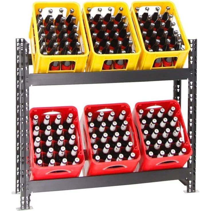 PROREGAL Getränkekistenregal Tegernsee extra-breit schwarz | 6 Kästen | HxBxT 100 x 110 x 30 cm Kistenregal Kastenregal Wasserkastenregal Getränkeregal