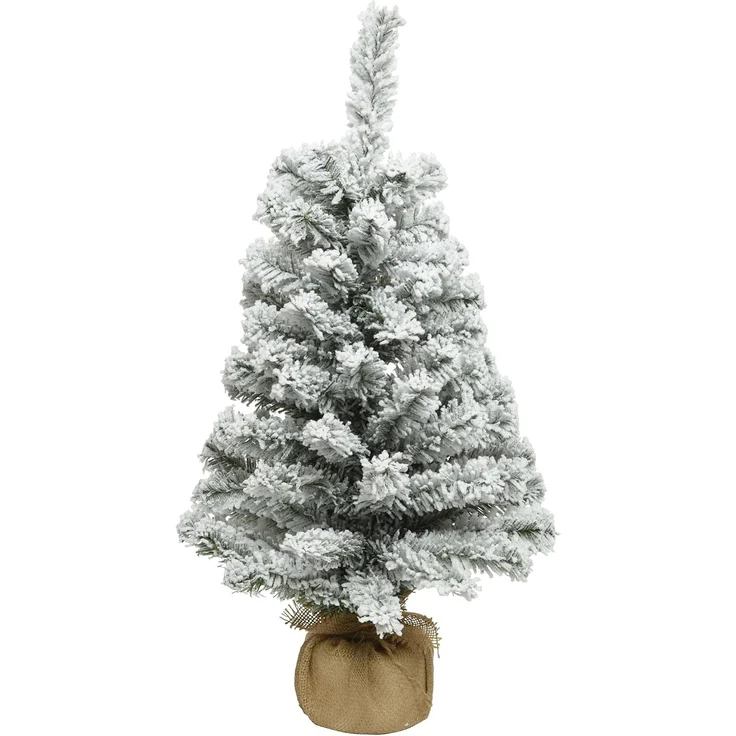 Everlands Mini Weihnachtsbaum im Jutesack 60 cm grün weiß – Bild 1