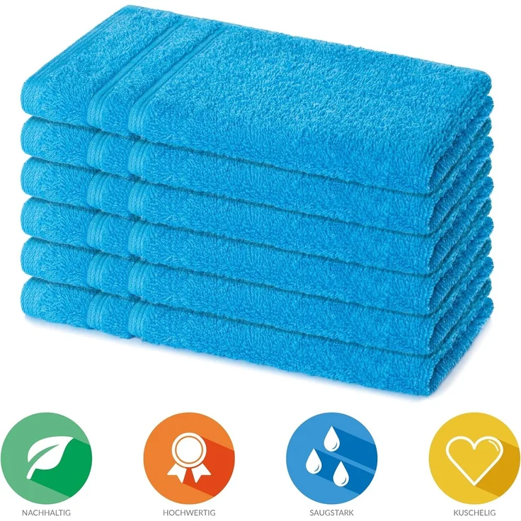 Lavea Gästehandtuch Bali, 30x50cm aus 100% Bio-Baumwolle, einzigartig weiche Gästetücher mit Aufhänger (Set, 6-St), hochwertiges und nachhaltiges Premium Gästetuch – saugstarke Faser – Bild 3
