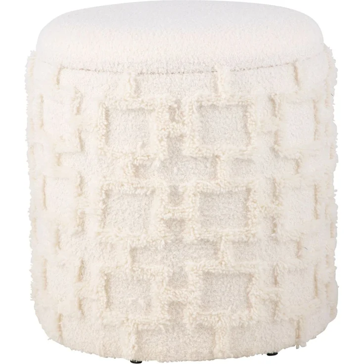 Wohnling Sitzhocker mit Stauraum 45x40 cm Strukturstoff Creme Polsterhocker Wohnzimmer Schlafzimmer – Bild 6