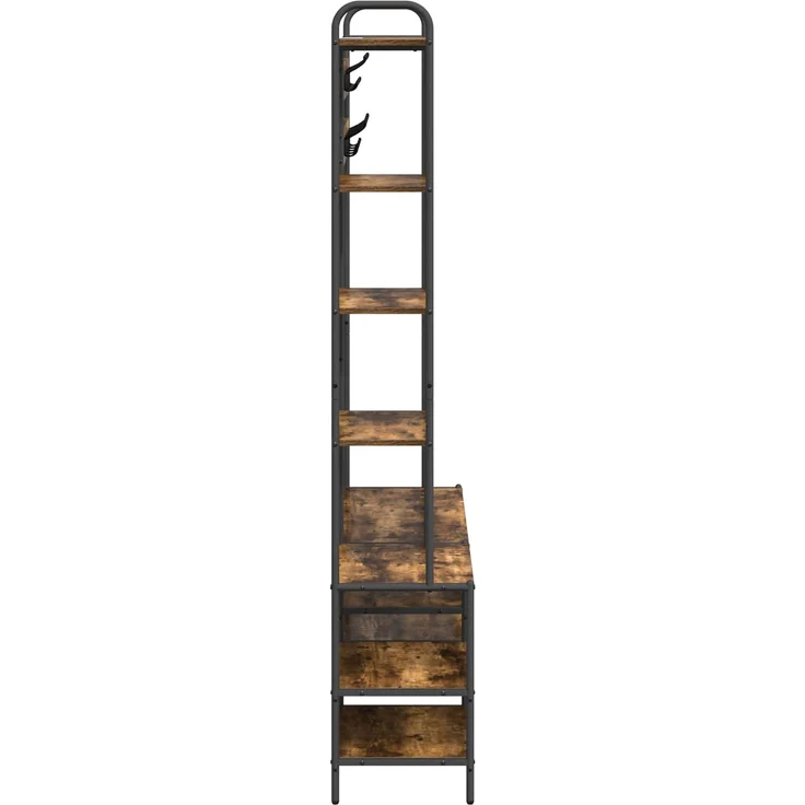 vidaXL Garderobenständer mit Schuhbank Räuchereiche Holzwerkstoff 8012040 – Bild 4