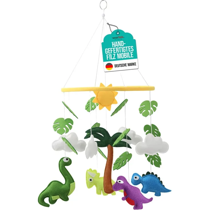wortek Babymöbel-Set Baby Mobile Windspiel zum Aufhängen Dinos, (Set, 1-tlg, Kinderbett, Wickelkommode, Decke Kinderzimmer), Babymobile Bettglocke Babyzimmer Bett Baby Windspiel