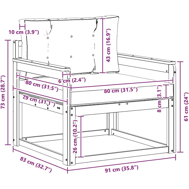 vidaXL Outdoor Mittelsofa Massivholz Akazie Natur und Hellgrau 3436258 – Bild 10
