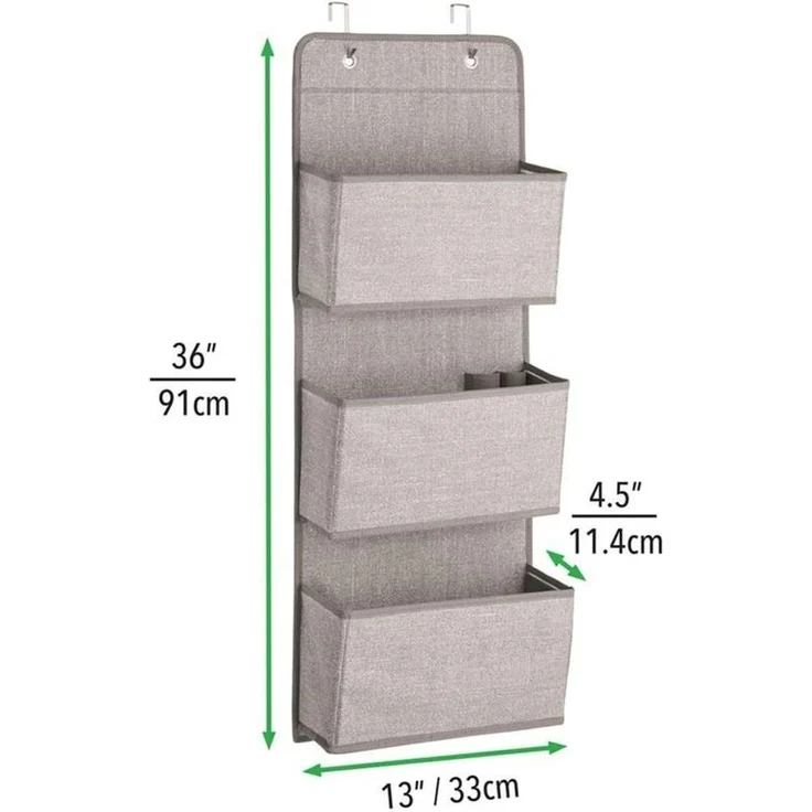Hängeaufbewahrung Taschengarderobe mDesign Hängesystem mit 3 Taschen Leinen – Bild 3