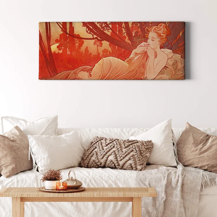 Leinwandbild Frau Kunst Rosa Orange 100x40 DD123240 Keilrahmen Wandbild – Bild 2