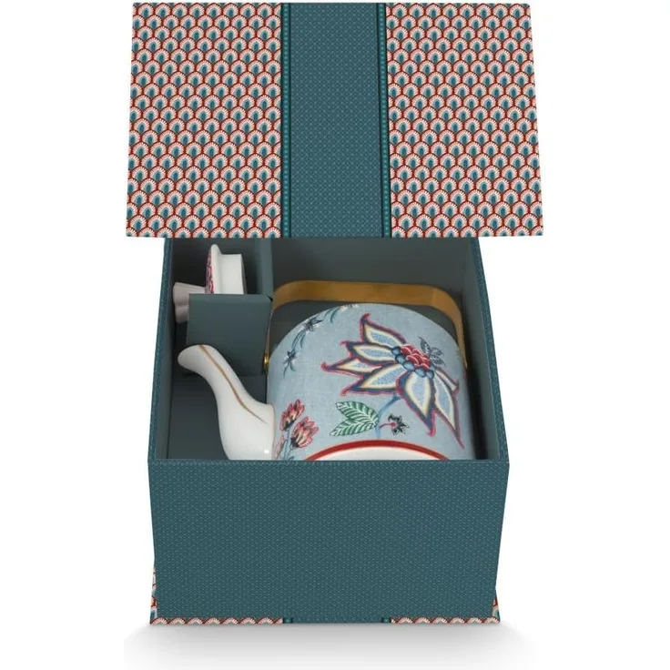 PIP STUDIO Flower Festival Oriental Geschenkset Teekanne blau 1l