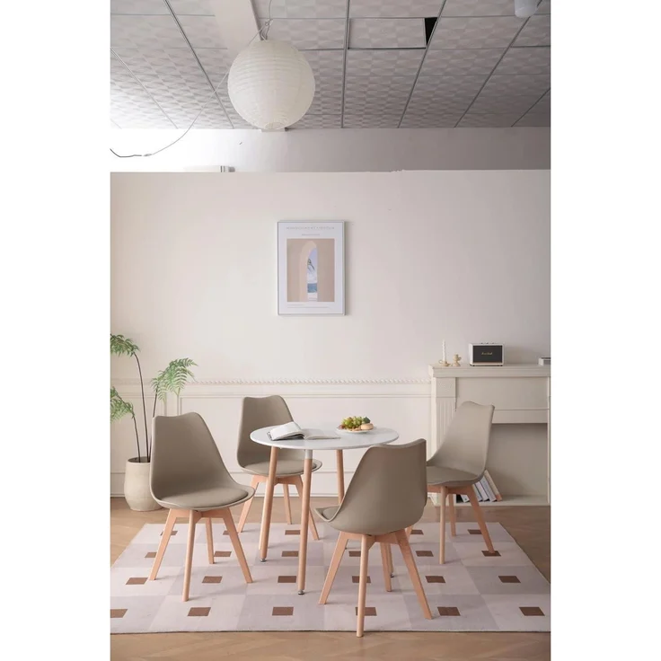 Esszimmerstuhl 8er Massivholzbeine abnehmbar 8 Stühle Glau+beige – Bild 2