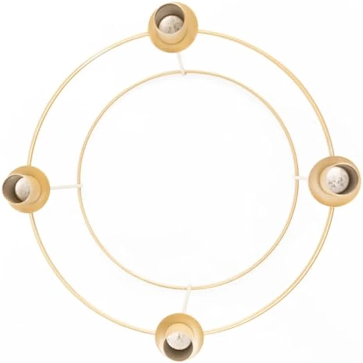 TrendLine Deko Metall Adventskranz, gold, Ø 29 cm Weihnachtskranz Tischkranz – Bild 2