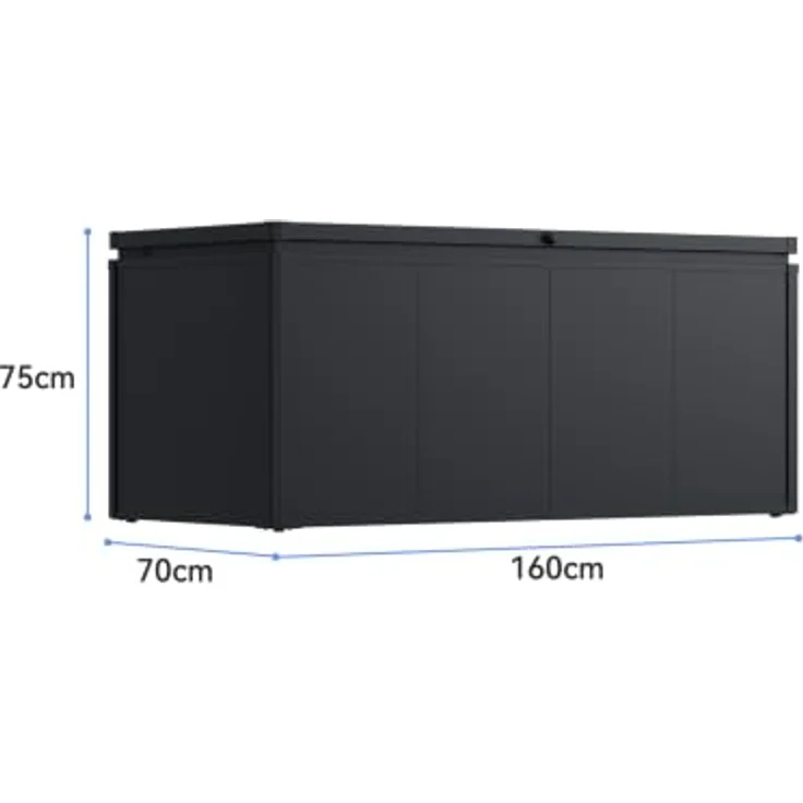 Weide Noble Gartenbox 830 L, wetterfeste Aufbewahrungsbox aus verzinktem Stahl in Anthrazit mit komfortablem Gasdruckdeckel – Bild 4
