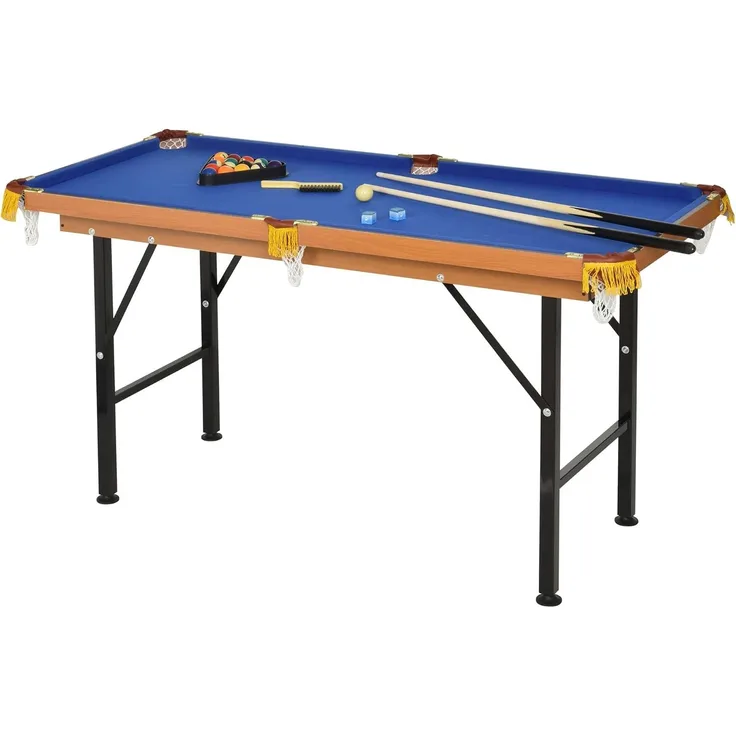 HOMCOM Billardtisch, Metall, MDF, Himmelblau, 140 x 63 x 75 cm