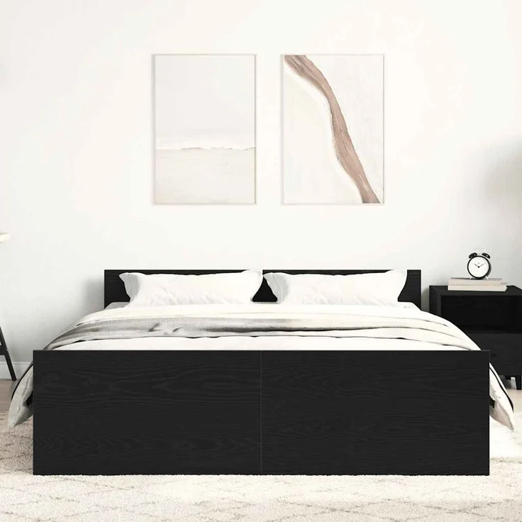 vidaXL Bettgestell ohne Matratze Schwarz Eichen-Optik 120x190 cm 3329323 – Bild 3