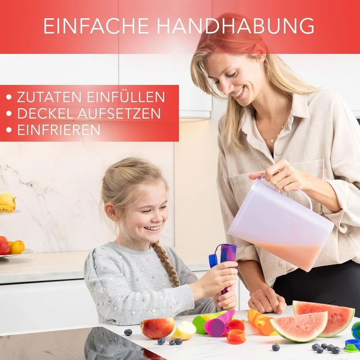 AVANA Eisform Wiederverwendbare Eisformen aus Silikon Eis Formen Eiscreme Wassereis, (6-tlg), Bunt, BPA-frei – Bild 3