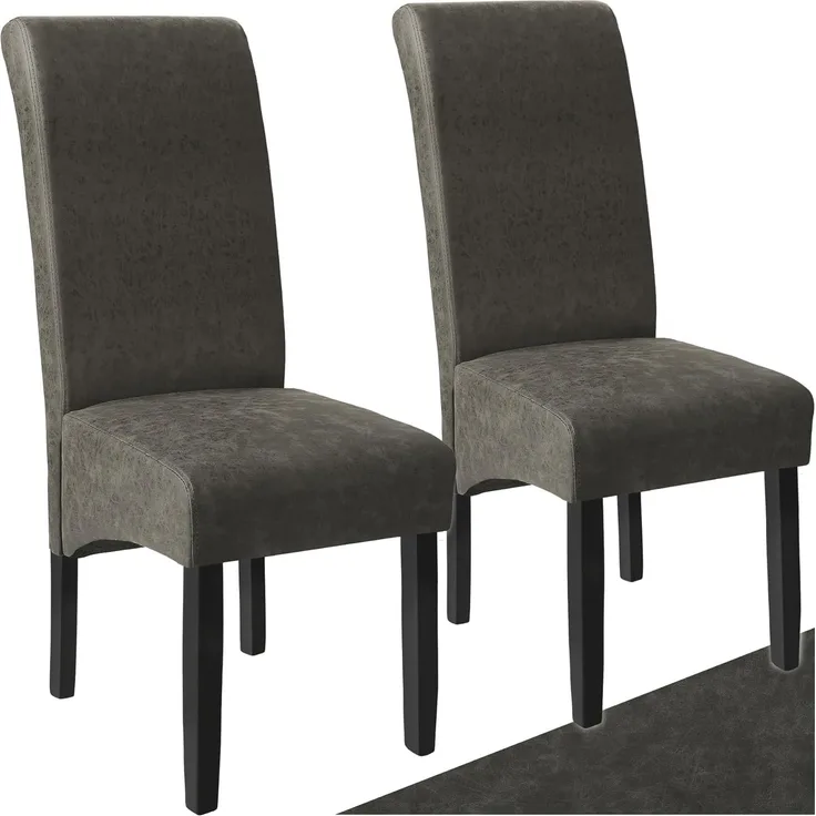tectake Esszimmerstuhl (2er Set, 2 St), gepolstert mit Kunstlederbezug