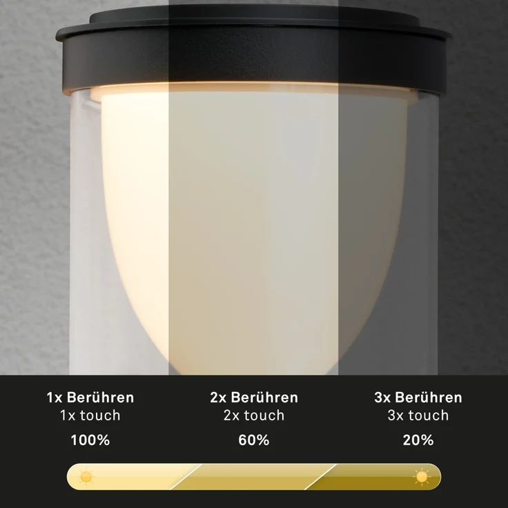 Briloner LED Außenwandleuchte Touch Akku 4W schwarz dimmbar warmweiß – Bild 2