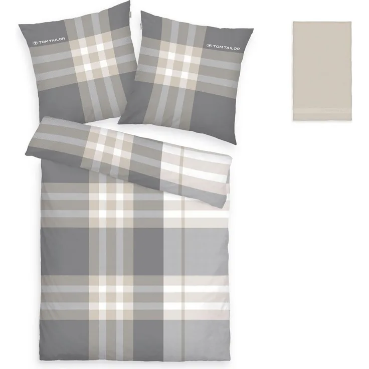 TOM TAILOR HOME Bettwäsche Nick in Gr. 135x200 oder 155x220 cm, Renforcé, 3 teilig, mit Gratiszugabe Gästehandtuch
