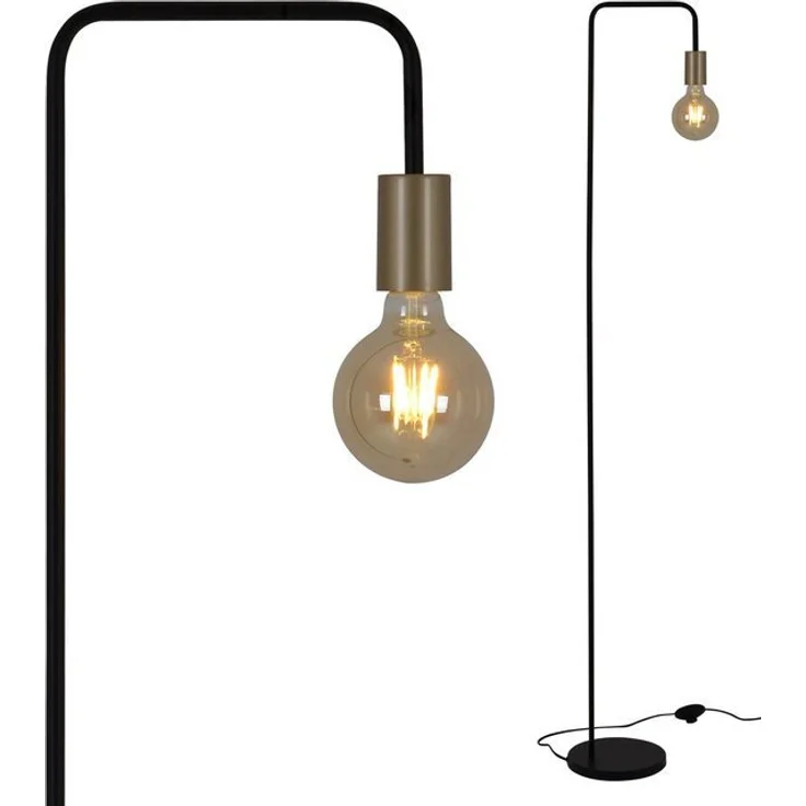 näve Stehlampe Modo, ohne Leuchtmittel, E27 max. 40W, schwarz/gold, Fußschlater, h: 150cm, b: 20,5cm – Bild 3