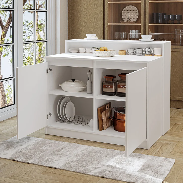 Roomart Kücheninsel CORTADO – Bartisch & Küchentisch mit Stauraum – 120×100×80 cm – Modernes Design • Weiß – Bild 4