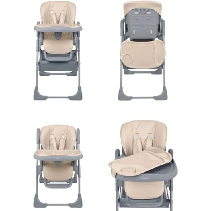 Kikkaboo Kinderhochstuhl Comfy höhenverstellbar, Gurt, Doppeltablett, klappbar braun – Bild 4