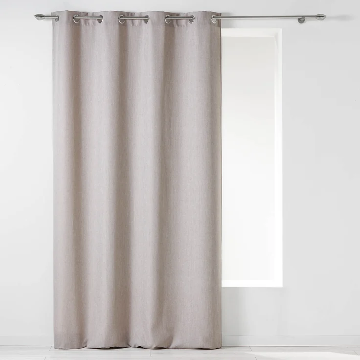 Ösen Vorhang 140x260 Leinenoptik Vorhänge Schal Schlafzimmer blickdicht beige – Bild 1