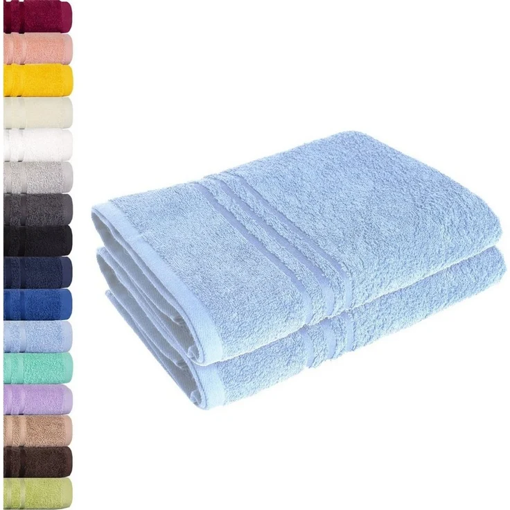 Lavea 2er Set Saunatuch 80x200 cm – Hochwertige, Saugstarke Saunatücher aus 100% Baumwolle, Frottierserie Elena – Waschbar und Strapazierfähig - Delphinblau – Bild 5
