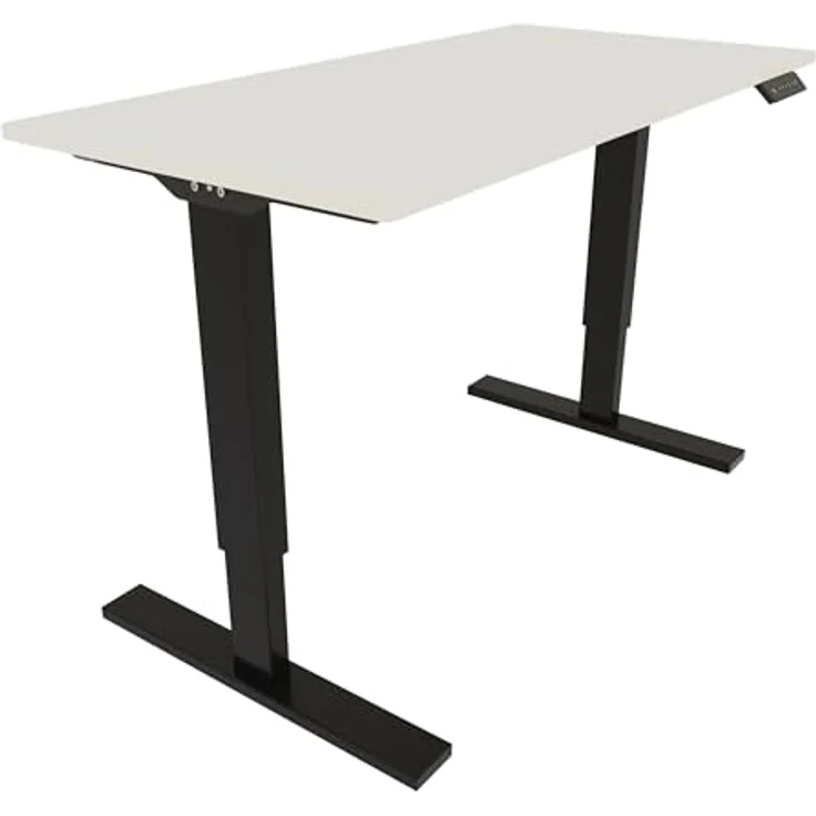 Bisley E-StarterTech, 2 Säulen, Maße Säule 45 x 75/50 x 80 mm, MFC Tischplatte, hochwertig und langlebig, Maße: H 25 x B 1200 x T 600 mm, Farbe: Gestell 333 schwarz Platte 005 weiß – Bild 1