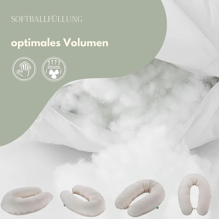 sei Design Musselin Stillkissen XXL 190x30 Öko-Tex Seitenschläferkissen | Ergonomisches Schwangerschaftskissen Lagerungskissen | Bezug aus Musselin [Baumwolle] & Teddyplüsch – Bild 3