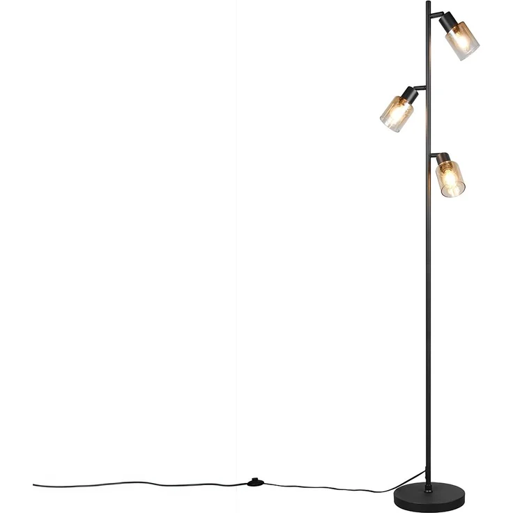 LED Stehlampe mit 3 schwenkbaren Glas Spots Amberfarbig, Höhe 154cm – Bild 2