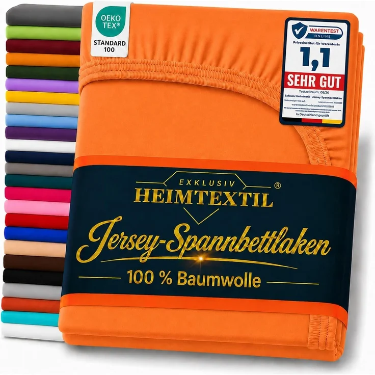 EXKLUSIV HEIMTEXTIL Marke Jersey Spannbettlaken 160 x 200 cm Terrakotta 100% Baumwolle Öko - Tex Zertifiziert Bed-Sheet Bettlaken Spannbetttuch Topper Leinentuch – Bild 1