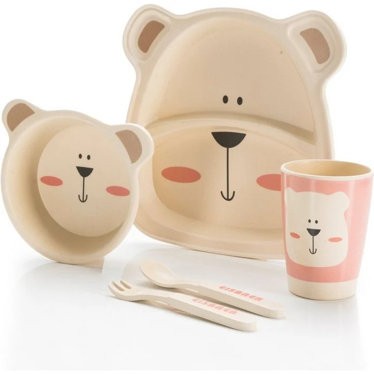 all Kids United Kindergeschirr-Set ALL KIDS UNITED 5-tlg. Kindergeschirr-Set mit Tier-Motiv (5-tlg), BPA-freier Kunststoff, Teller, Schüssel, Besteck, Becher – Bild 1