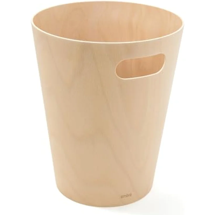 Umbra Woodrow Abfalleimer – Zweifarbiger Holz Papierkorb für Büro, Badezimmer, Wohnzimmer und Mehr, 7,5l Fassungsvermögen, Natur, – Bild 2