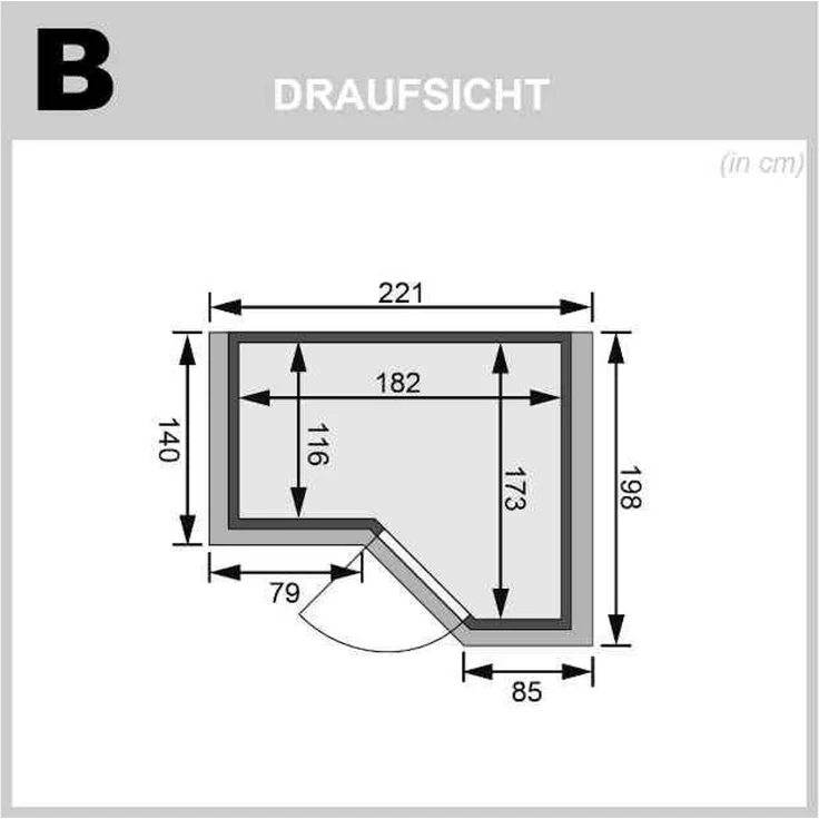 Karibu Sauna Sahib 1 mit Dachkranz ohne Ofen Energiespartür – Bild 3