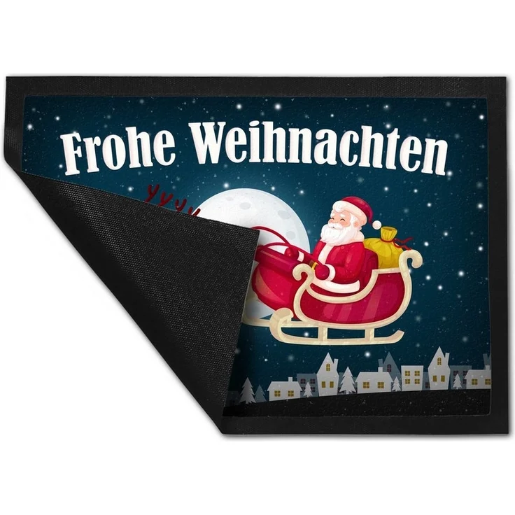 speecheese Fußmatte Frohe Weihnachten Fußmatte mit Weihnachtsmann Motiv Nikolaus Rentier – Bild 2