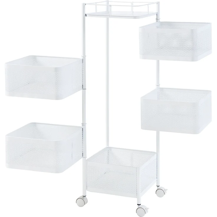 Rollwagen Sunndal mit 5 Ebenen 94,5x27x27cm Weiß [en. casa] – Bild 4