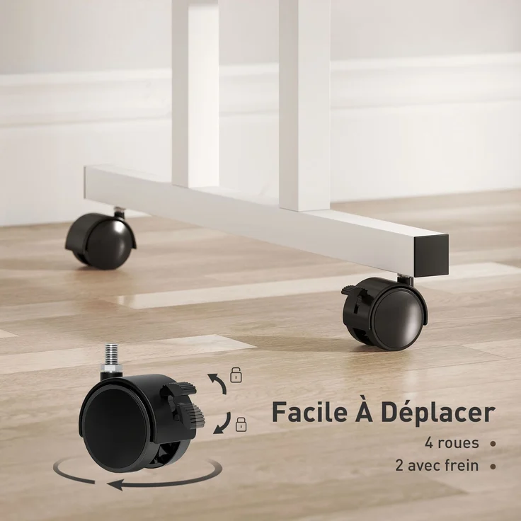 Steh-Sitz-Schreibtisch, höhenverstellbarer Schreibtisch, 60 x 60 cm, mit Rollen und neigbarer Tischplatte, Rahmen aus naturbelassenem Metall – Bild 8
