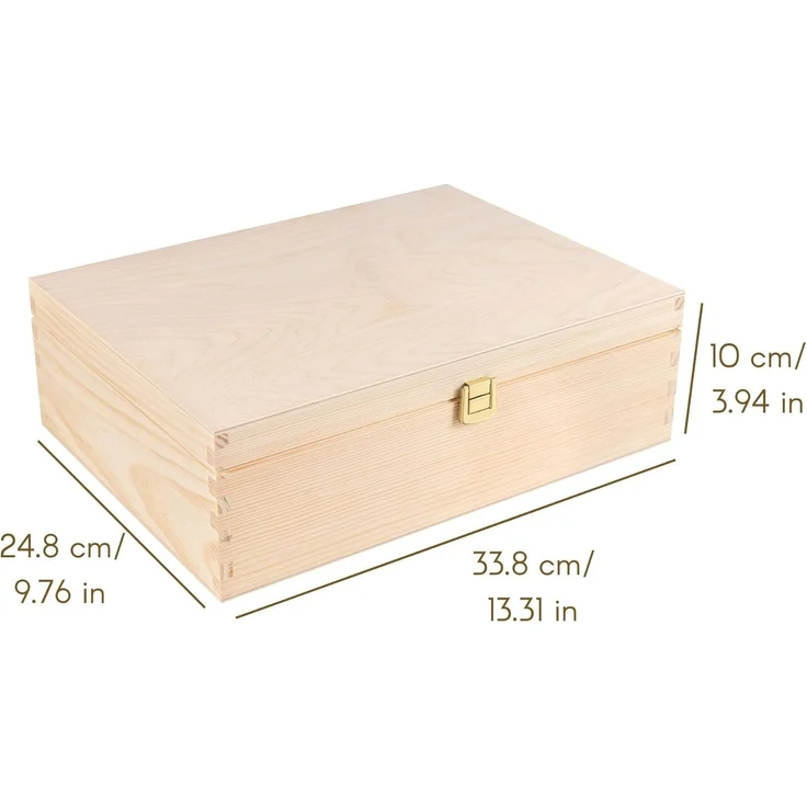 Creative Deco Holzkiste A4 mit Deckel Unlackierte Aufbewahrungsbox, Holzbox Ideale Schatulle zur Lagerung der Wertsachen, Dokumente – Bild 2