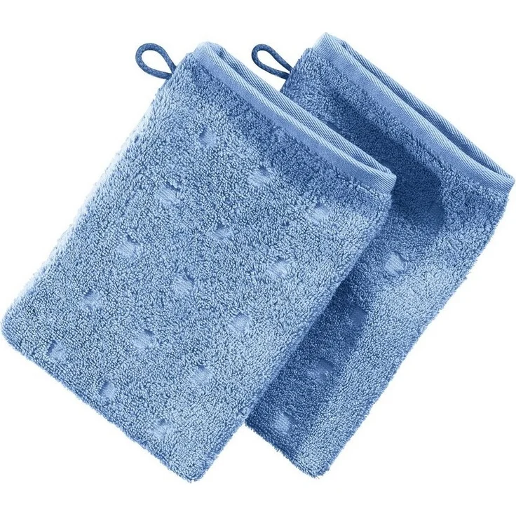 Möve Waschhandschuh Waschhandschuh 2er-Pack "Quadretti", Frottier (2-St), Walk-Frottier Uni – Bild 1