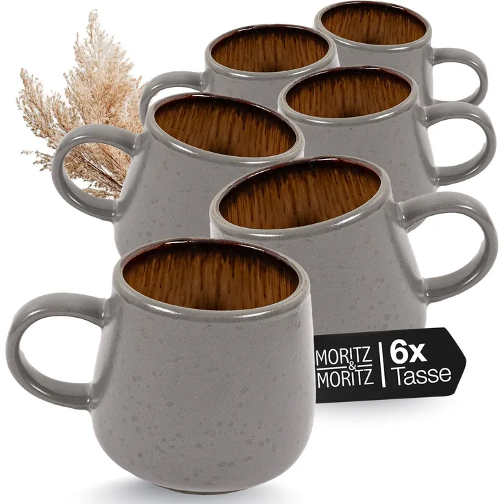 Moritz & Moritz SOLID Kaffeebecher 6er - Grau/Amber